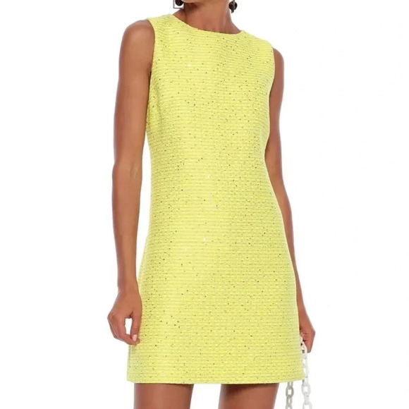 Alice + Olivia sequin neon tweed mini dress 4 NWT - Picture 1 of 16